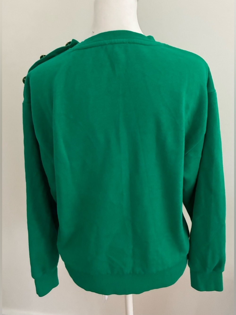 J.Crew Green gold Button-Shoulder Women's sweatshirt. Small preppy - Picture 3 of 7